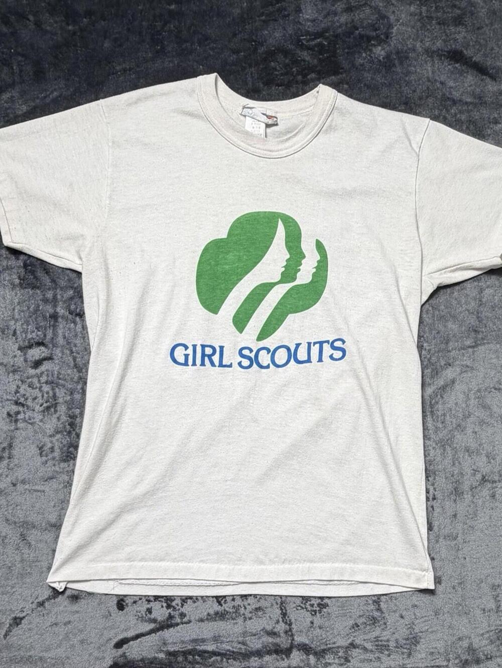 Vintage Girl Scouts T-Shirt White Graphic Tee Misses Size XL